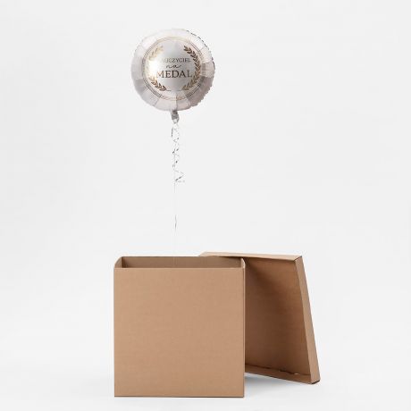 Foliowy balon napeniony helem + dedykowana kartka NAUCZYCIEL NA MEDAL prezent dla polonisty