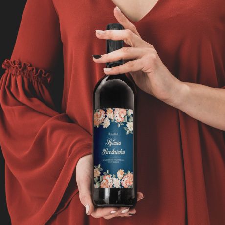 Czerwone wino alkoholowe HORTENSJA prezent na Dzie Kobiet