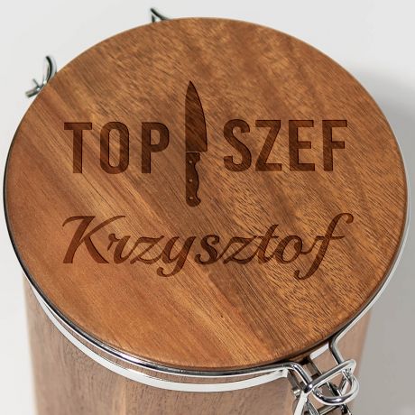 Drewniana puszka na ciasteczka TOP SZEF