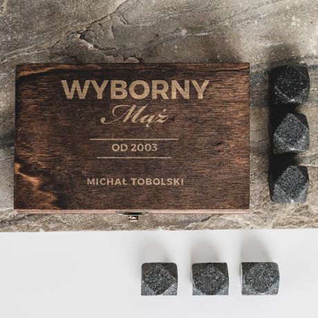 Kamienie do whisky personalizowane PREZENT DLA MʯA NA ROCZNIC 
