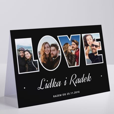 Kartka personalizowana ze zdjciami LOVE kartka na Walentynki