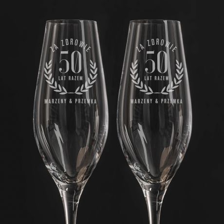 Kieliszki do szampana z grawerem ELEGANCKI PREZENT NA 50 ROCZNIC LUBU