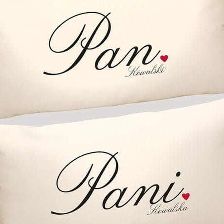 Komplet poduszek z baweny PANI I PAN prezent na lub cywilny