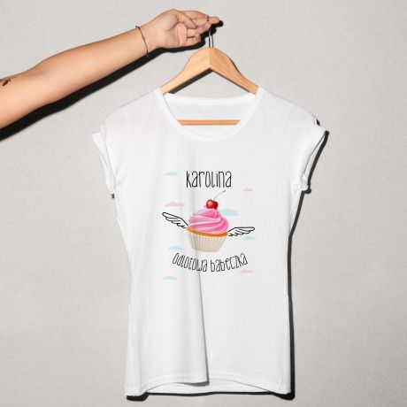 Koszulka damska z nadrukiem BABECZKA prezent na Dzie Kobiet - L