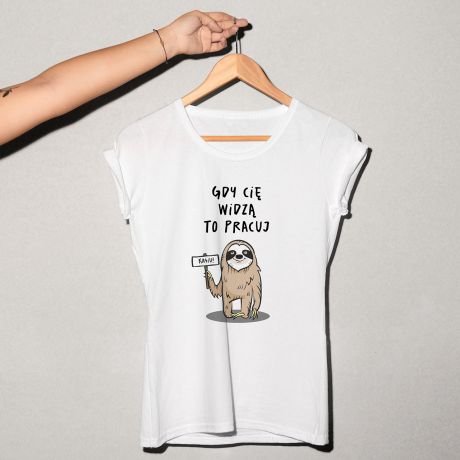 Koszulka z leniwcem damska LENIWIEC prezent dla koleanki z pracy - M