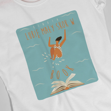 Koszulka damska z nadrukiem SKOK W BOOK prezent dla mola ksikowego - XL