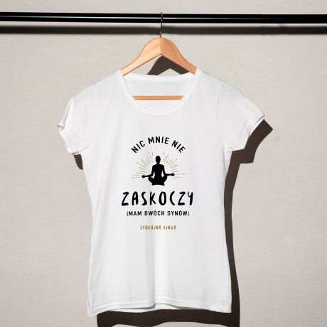 Koszulka damska z nadrukiem ZASKOCZENIE koszulka dla mamy na urodziny - XL