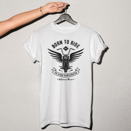 Koszulka dla motocyklisty z nadrukiem BORN TO RIDE - XXL