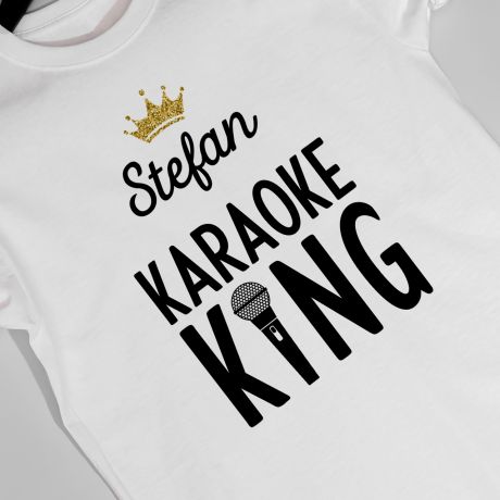 Koszulka mska KARAOKE KING mieszny prezent dla kolegi - L