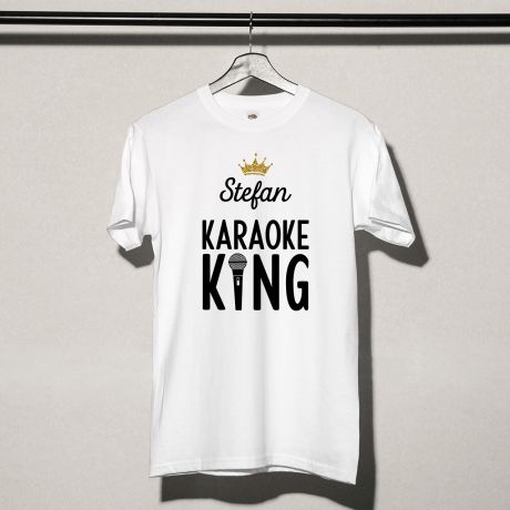 Koszulka mska KARAOKE KING mieszny prezent dla kolegi - L
