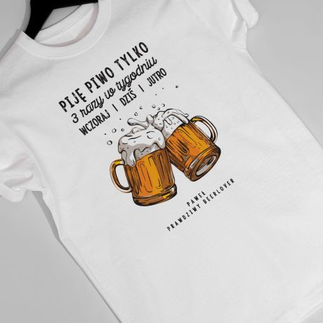 Koszulka mska z nadrukiem BEER LOVER mieszna koszulka z piwem - L