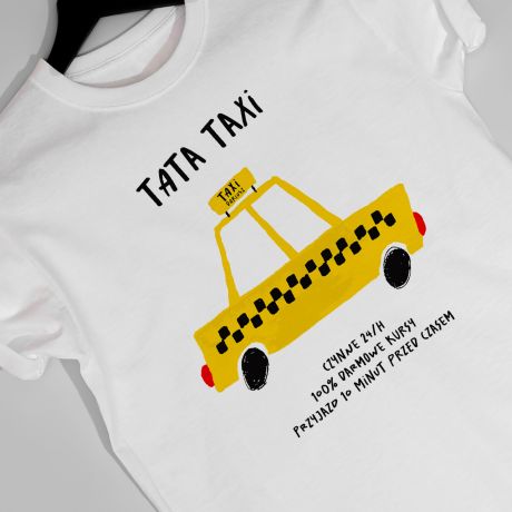 Koszulka mska z nadrukiem TATA TAXI pomys na prezent dla taty - S