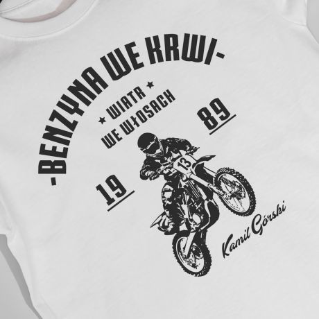 Koszulka MOTOCROSS - BENZYNA WE KRWI prezent dla motocyklisty - M