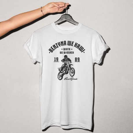 Koszulka MOTOCROSS - BENZYNA WE KRWI prezent dla motocyklisty - L