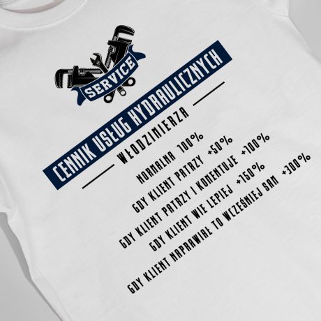 Koszulka z nadrukiem CENNIK prezent dla hydraulika - XXL