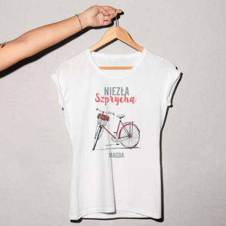 Koszulka z rowerem damska SZPRYCHA prezent dla rowerzystki - L