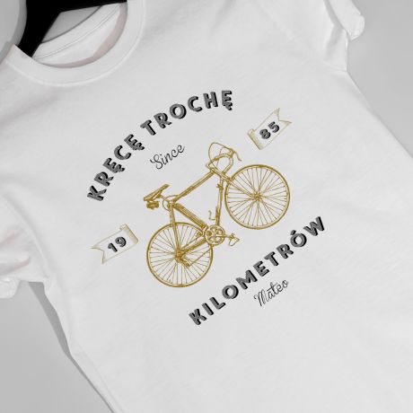 Koszulka z rowerem KRCE KILOMETRY prezent dla rowerzysty - S