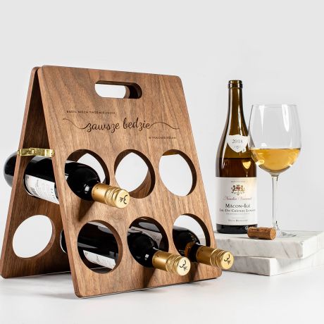 Stojak na wino drewniany ZAWSZE PEEN prezent dla osoby lubicej wino