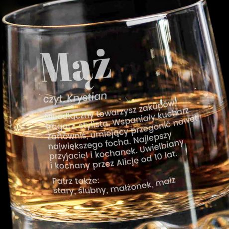 Szklanka do whisky z grawerem DLA MʯA NA ROCZNIC LUBU
