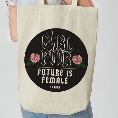 Baweniana torba na zakupy GIRL PWR prezent na Dzie Kobiet