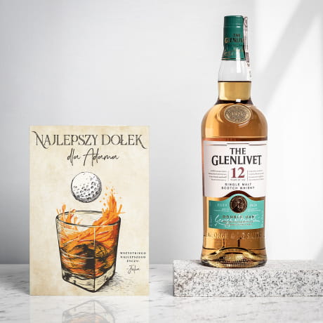 Whisky Glenlivet z dedykowan kartk PREZENT DLA GOLFISTY