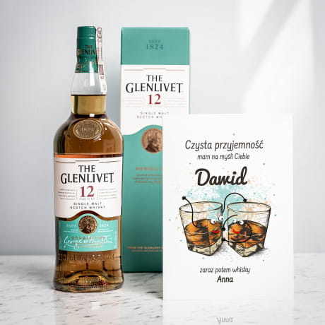 Whisky Glenlivet + kartka personalizowana PREZENT DLA CHOPAKA z okazji jego wita