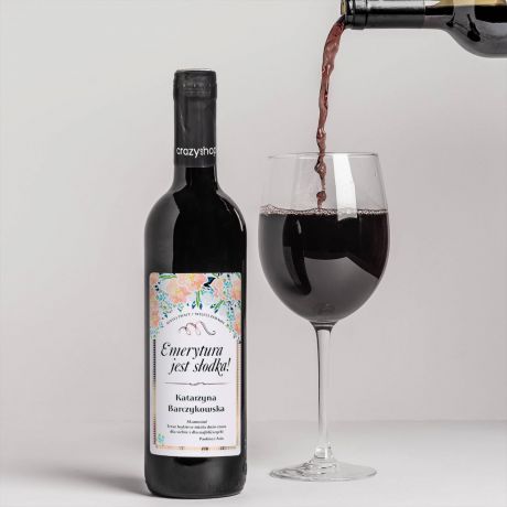 Wino personalizowane SODKO prezent z okazjiprzejciana emerytur