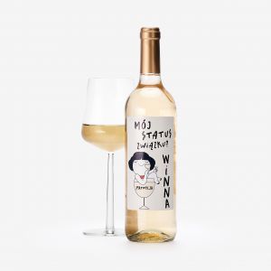 Biae wino z personalizowan etykiet WINNA prezent dla singielki