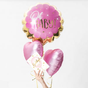Bukiet balonowy z personalizowan kartk PREZENT DLA PRZYSZYCH RODZICW