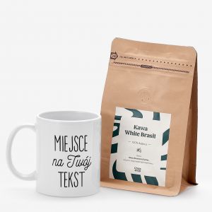 Kawa mielona i kubek WASNY NADRUK zestaw prezentowy dla kawosza