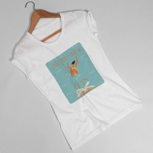 Koszulka damska z nadrukiem SKOK W BOOK prezent dla mola ksikowego - S