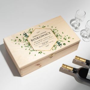 Podwjna skrzynka na wino z dedykacj PAN &amp; PANI prezent dla pary na lub