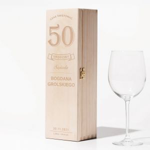 Skrzynka grawerowana na wino CZAS WITOWA prezent na 50 urodziny