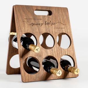 Stojak na wino drewniany ZAWSZE PEEN prezent dla osoby lubicej wino