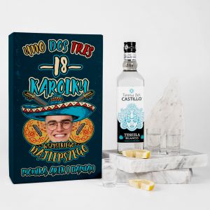 Tequila z kieliszkami PREZENT NA 18 URODZINY ze zdjciem