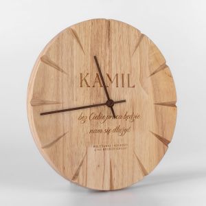 Drewniany zegar z grawerem PREZENT NA ODEJCIE Z PRACY DLA KOLEGI