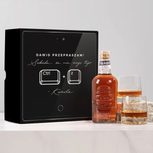 Zestaw prezentowy whisky ze szklankami PREZENT NA PRZEPROSINY DLA CHOPAKA