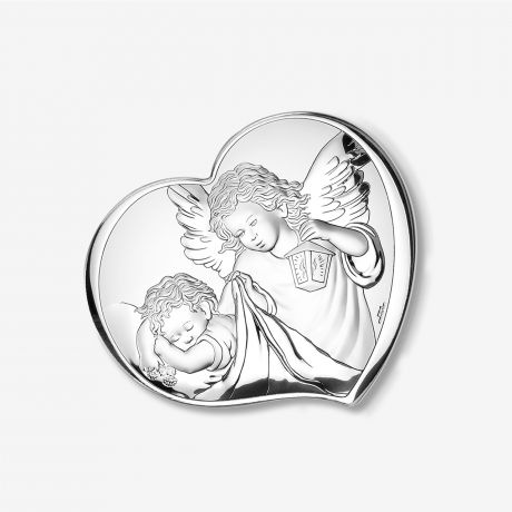 Obrazek na chrzest z Anio�em Str�em TW�J TEKST obrazek srebrny prezent na Chrzest prezent na Chrzciny