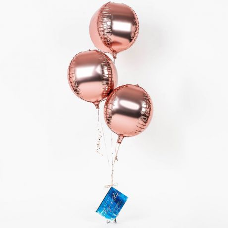 Balony w pudeku rose gold + kartka z yczeniami PREZENT LUBNY