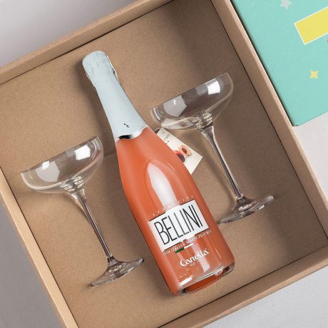 Bellini z kieliszkami PERSONALIZOWANY PREZENT DLA PRZYJACIӣKI