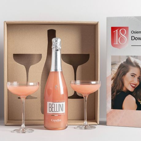 Bellini z kieliszkami PREZENT NA 18 URODZINY dla koleanki prezent na osiemnastk zestaw prezentowy na 18 urodziny