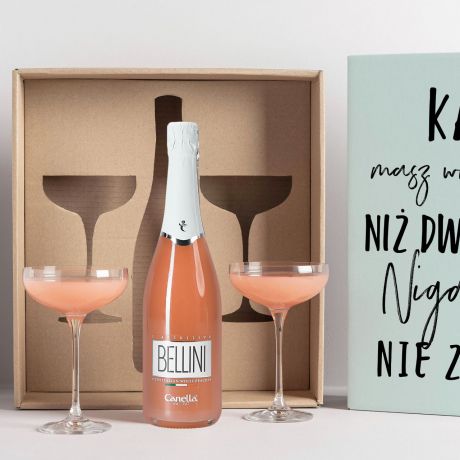 Bellini z kieliszkami ZESTAW NA 40 URODZINY DLA KOBIETY prezent na 40 dla kobiety prezent na 40 urodziny dla niej
