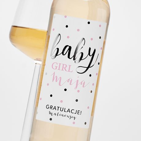 Biae wino BABY GIRL gratulacje dla modych rodzicw