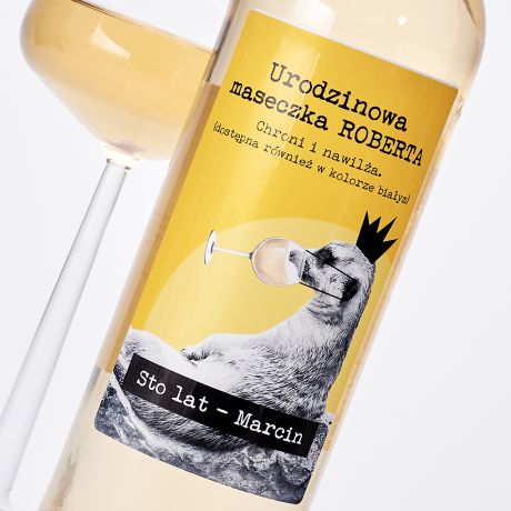 Biae wino personalizowane MASECZKA mieszny prezent urodzinowy