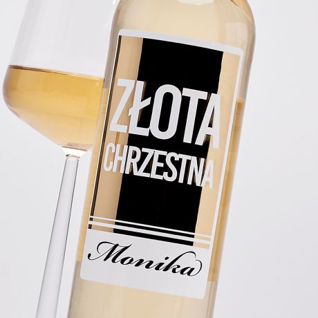 Biae wino personalizowane PREZENT DLA CHRZESTNEJ