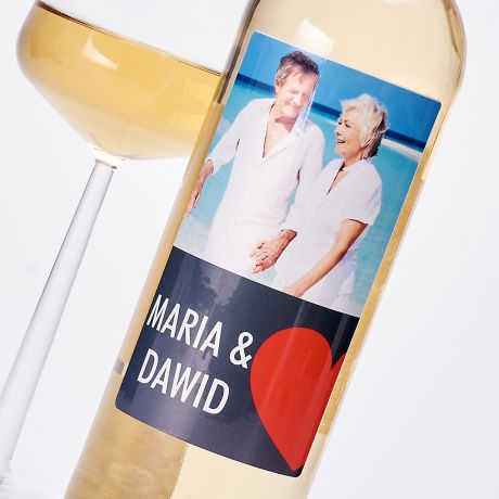 Biae wino personalizowane PREZENT DLA ZAKOCHANEJ PARY