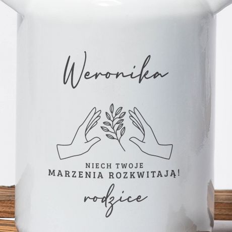 Emaliowany wazon z grawerem PREZENT DLA CRKI DOROSEJ