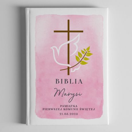 Personalizowana biblia NA KOMUNI dla dziewczynki