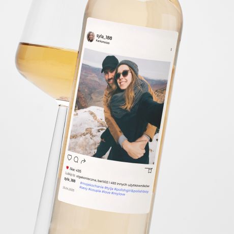 Personalizowane biae wino SOCIAL MEDIA prezent dla ukochanej