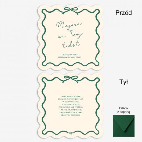 Personalizowany bilecik DODATEK DO PREZENTU - zielony